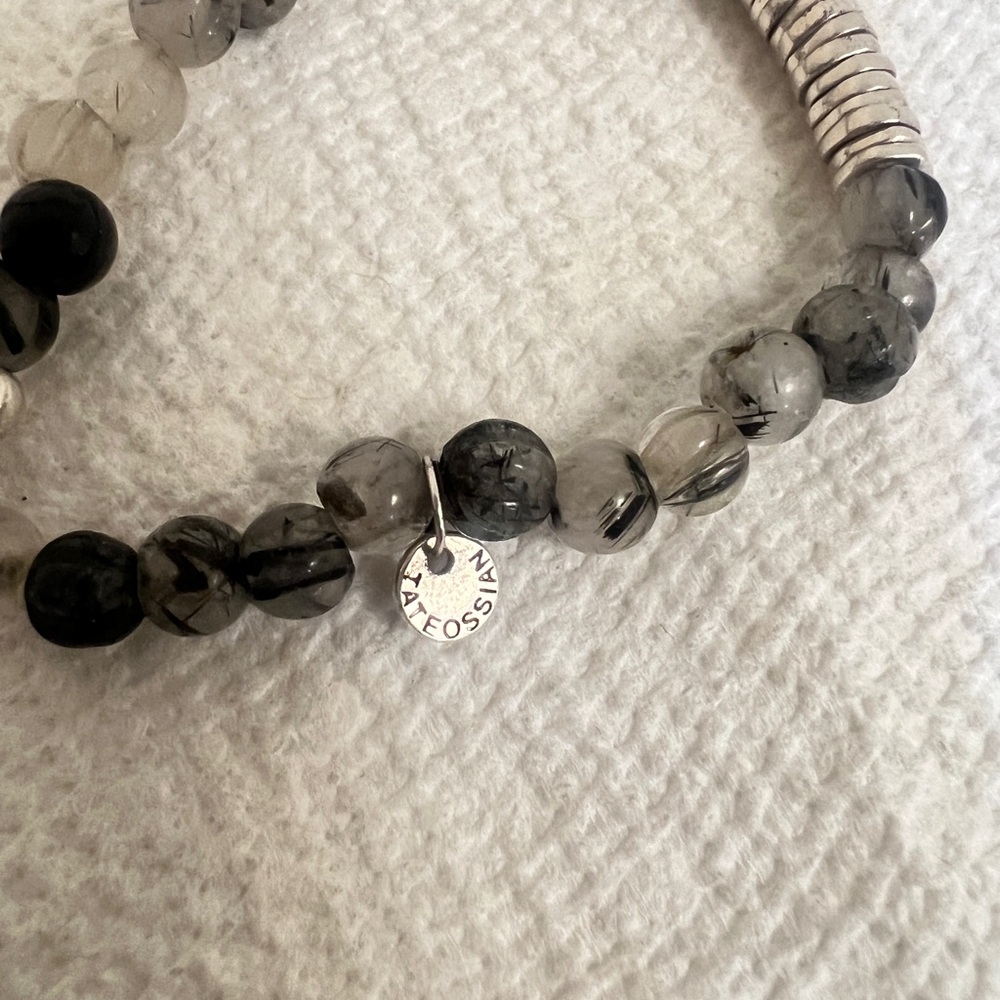 TATEOSSIAN Grey & Black Beaded Bracelet Elasticated‎ - Picture 6 of 9